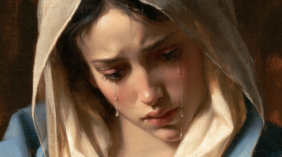 Our Lady of Sorrows — Tears beneath the Linen Arch