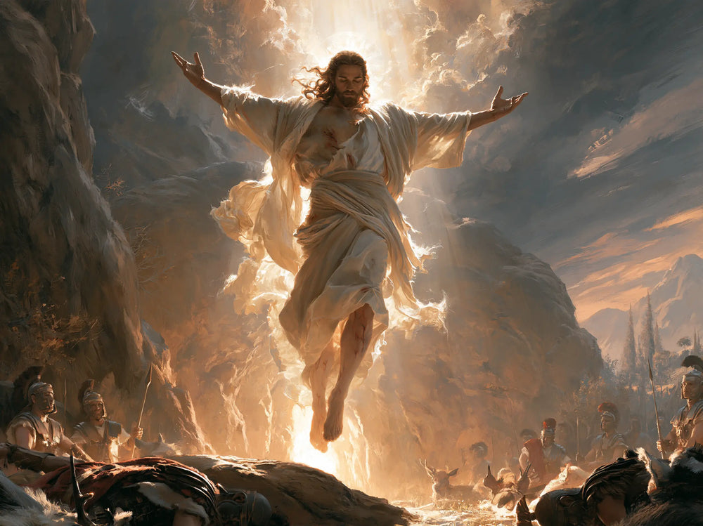 Resurrection of Jesus Christ in Sacred Monumental View style, landscape Christian artwork no. 9