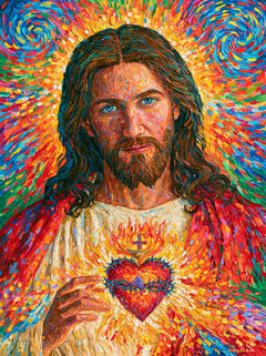 Sacred Heart of Jesus – Pointillist Post-Impressionism · Portrait no. 6