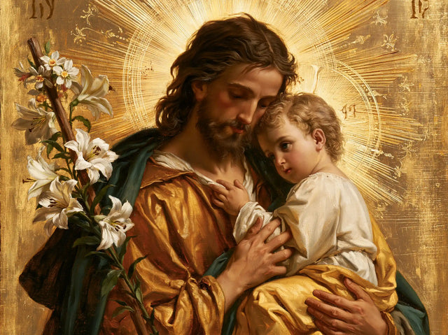 Saint Joseph with the Child Jesus – Sacred Gold · Landscape no. 5