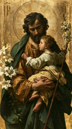 Saint Joseph with the Child Jesus – Sacred Gold · Portrait no. 1