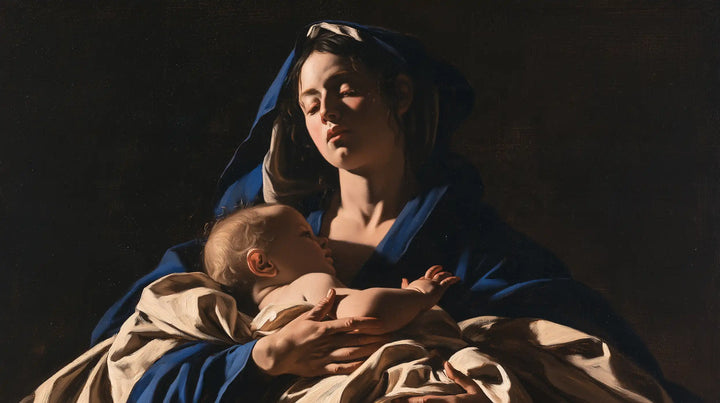 Virgin Mary and Child Jesus - Caravaggio Tenebrism · Landscape n° 8
