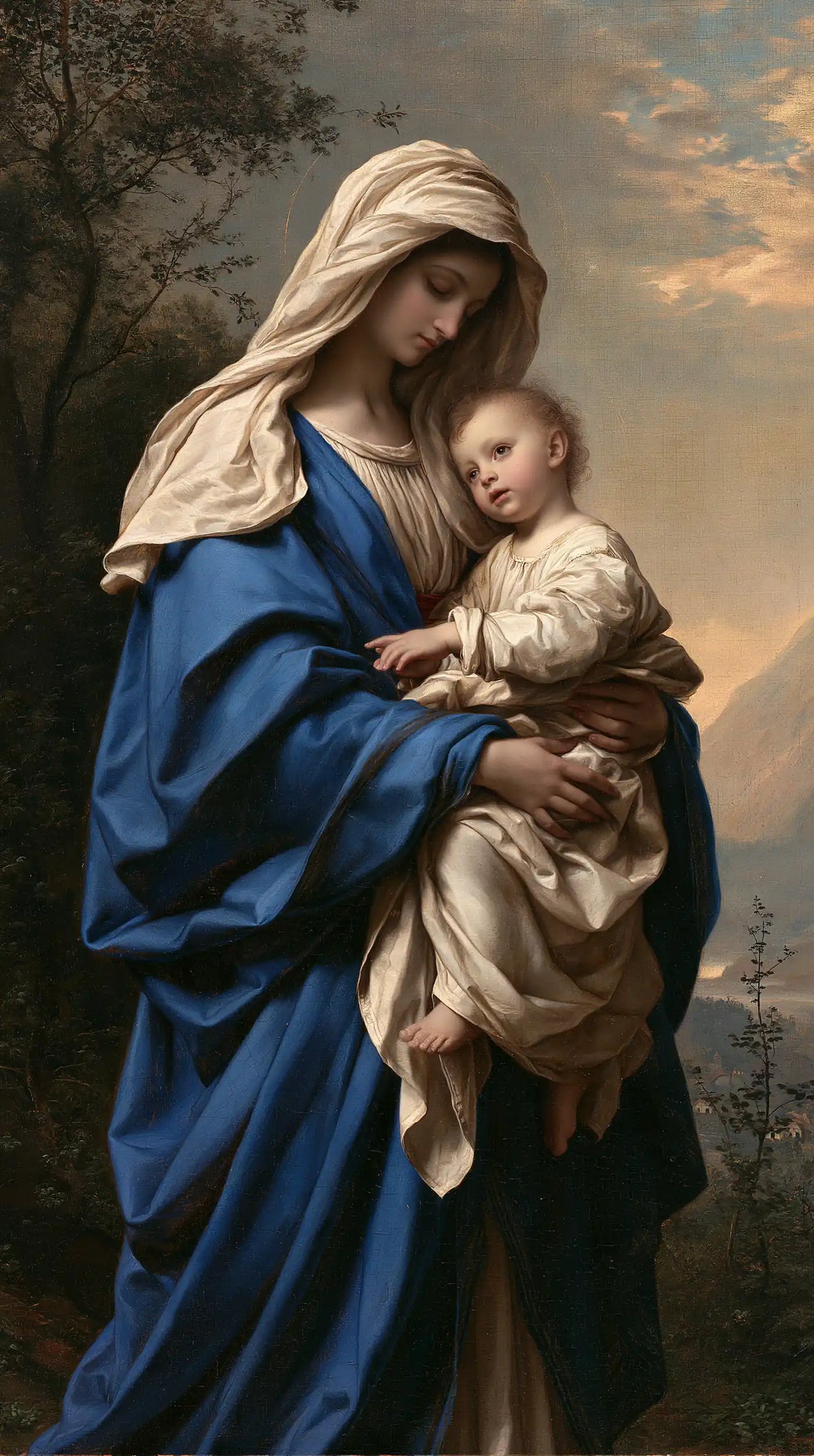 the Virgin Mary with the Child Jesus in Florentine Renaissance style, portrait Christian artwork no. 13