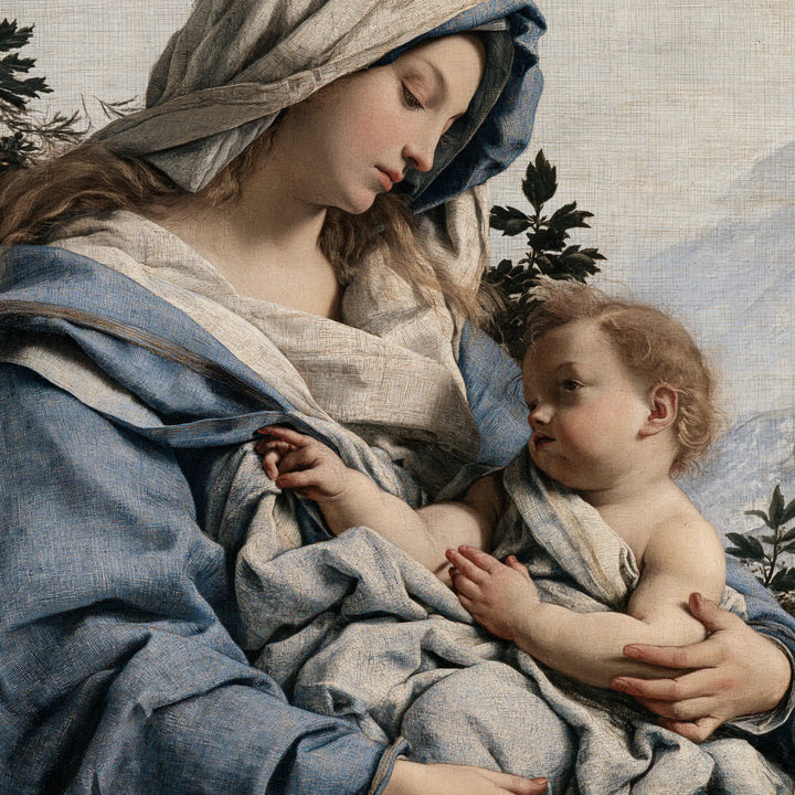 The Virgin and Child — A Dialogue in Blue-Grey Fabrics