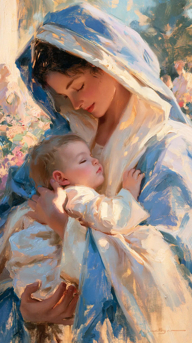 The Virgin and Child — The Sleeper Beneath Coral Reflections
