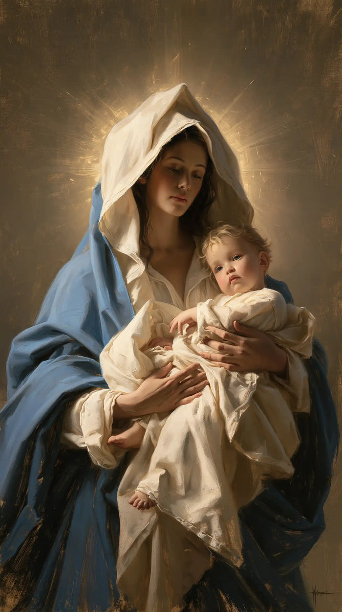 The Virgin and Child — The Presence Beneath the Luminous Pointed Veil