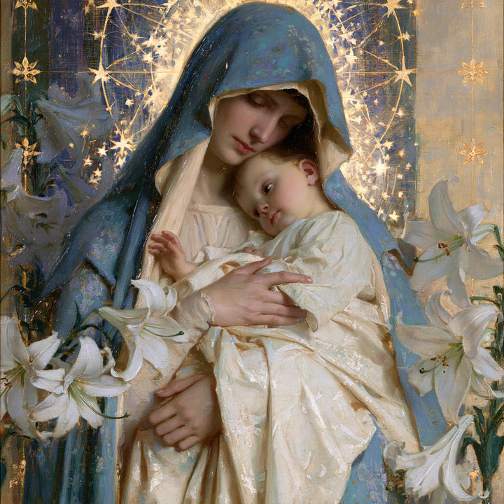 The Virgin and Child — The Little Gaze Beneath the Shimmering Crown