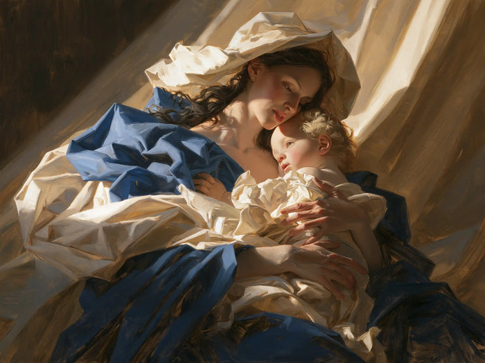 The Virgin and Child — A Breath Amid Pale Hangings