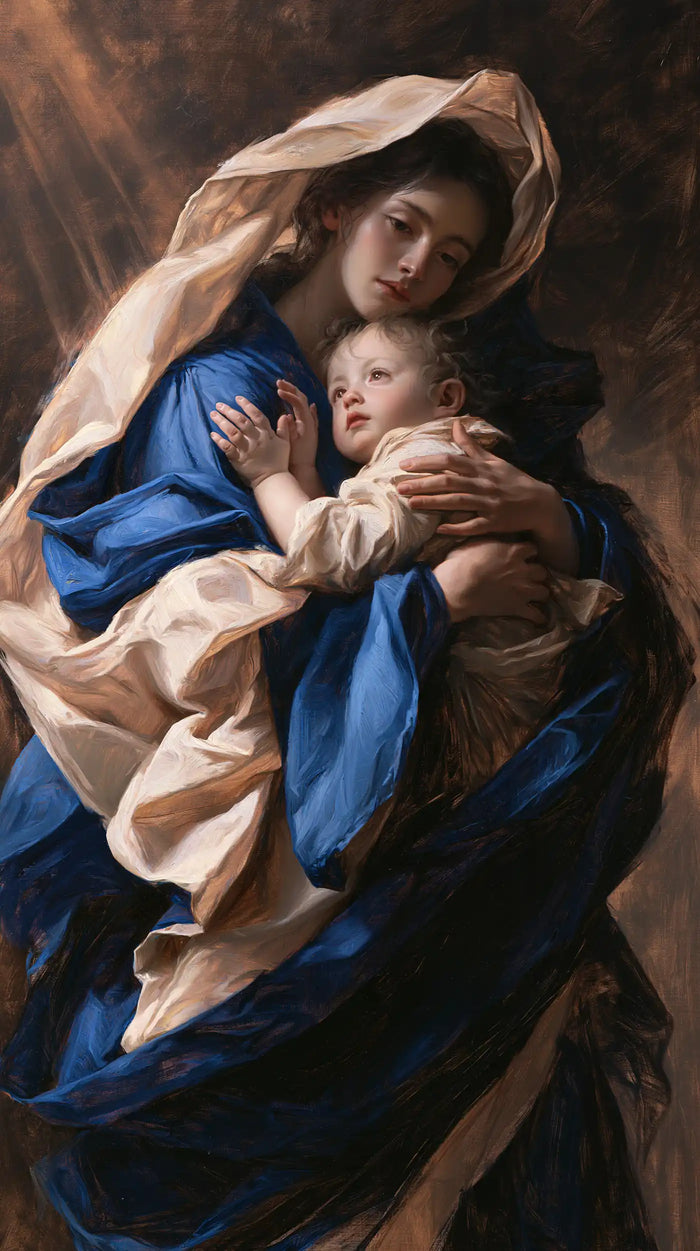 The Virgin and Child — The Tender Reach in the Blue Spiral