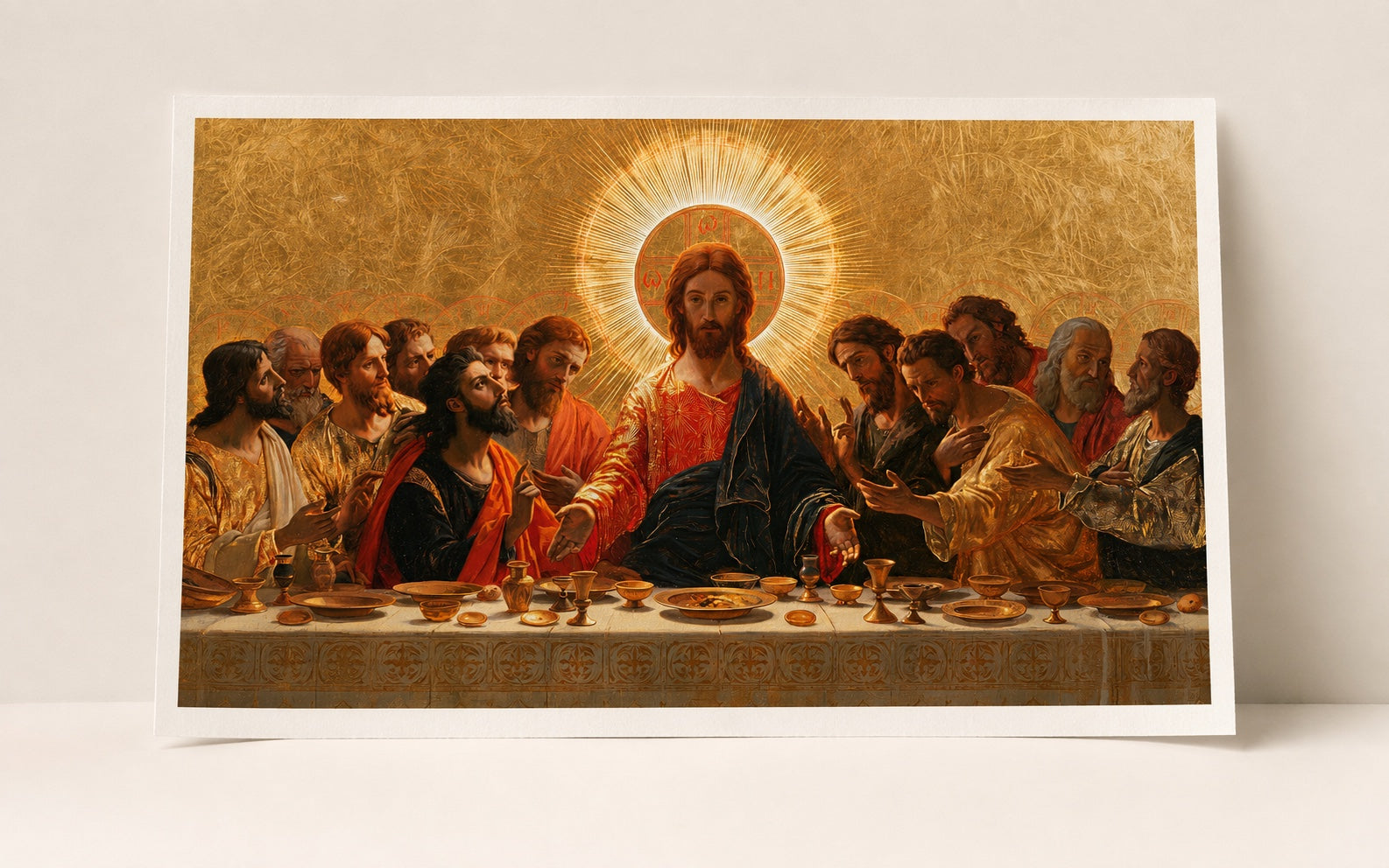 Samma konstverk från sista måltiden presenterades som ett oinramat Fine Art papperstryck